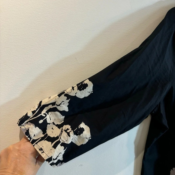 MUSTARD 5 Sz XL (estimated) Tunic Braided Neck Buttoned 3/4 Sleeves Floral Flowy - Picture 8 of 9